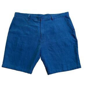 Majestic Filatures Mens Deluxe Linen Shorts Size XL Inseam 7” Blue Excellent